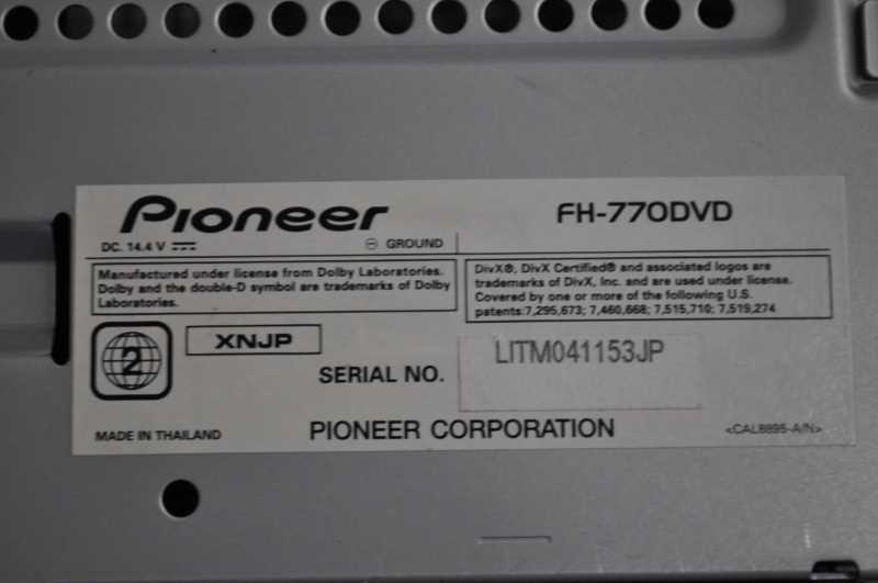 Pioneer Carrozzeria FH-770DVD CD DVD Multimedia Receiver Near Mint JAPAN