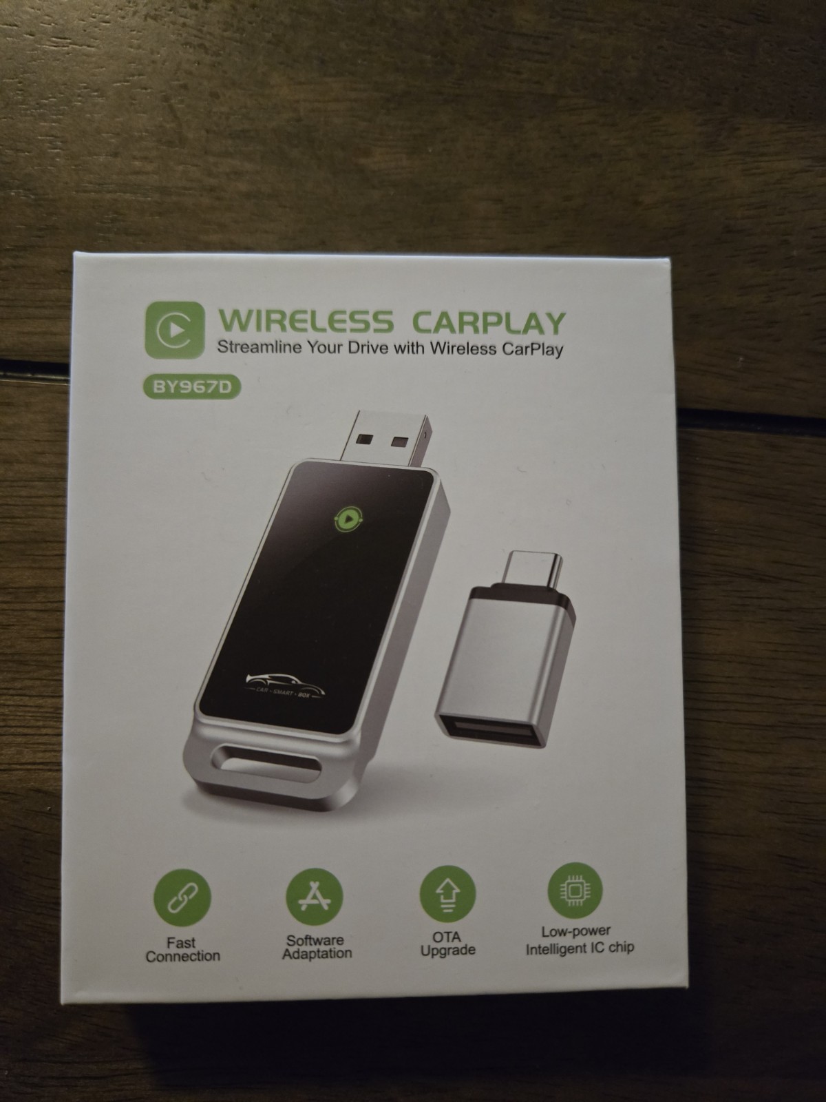 Wireless CarPlay BY967D Plug and Play No Latency Wired to Wireless 2.4 & 5.8GHZ