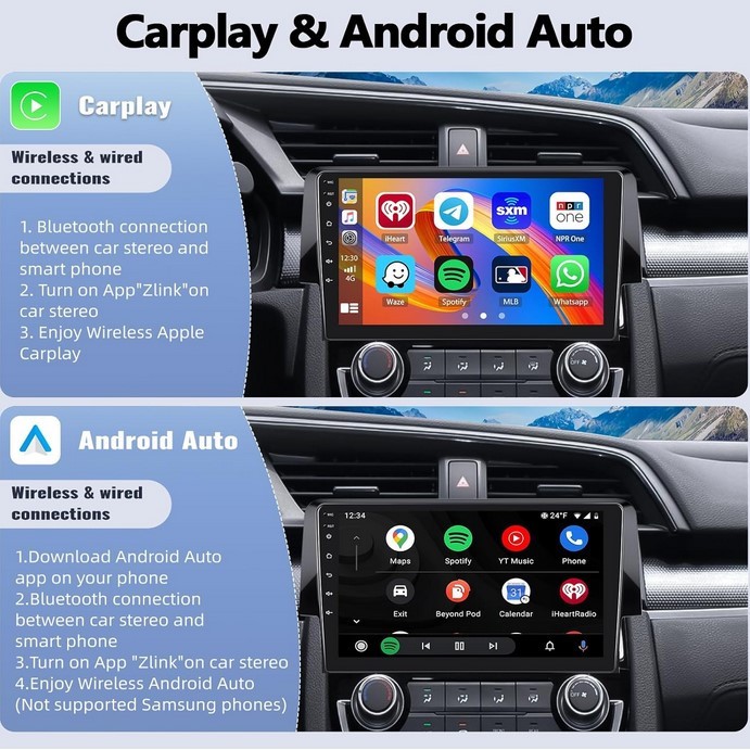 Honda Civic Carplay Android Radio 2016-2020 9 Inch Car Stereo GPS Nav 2 + 32G