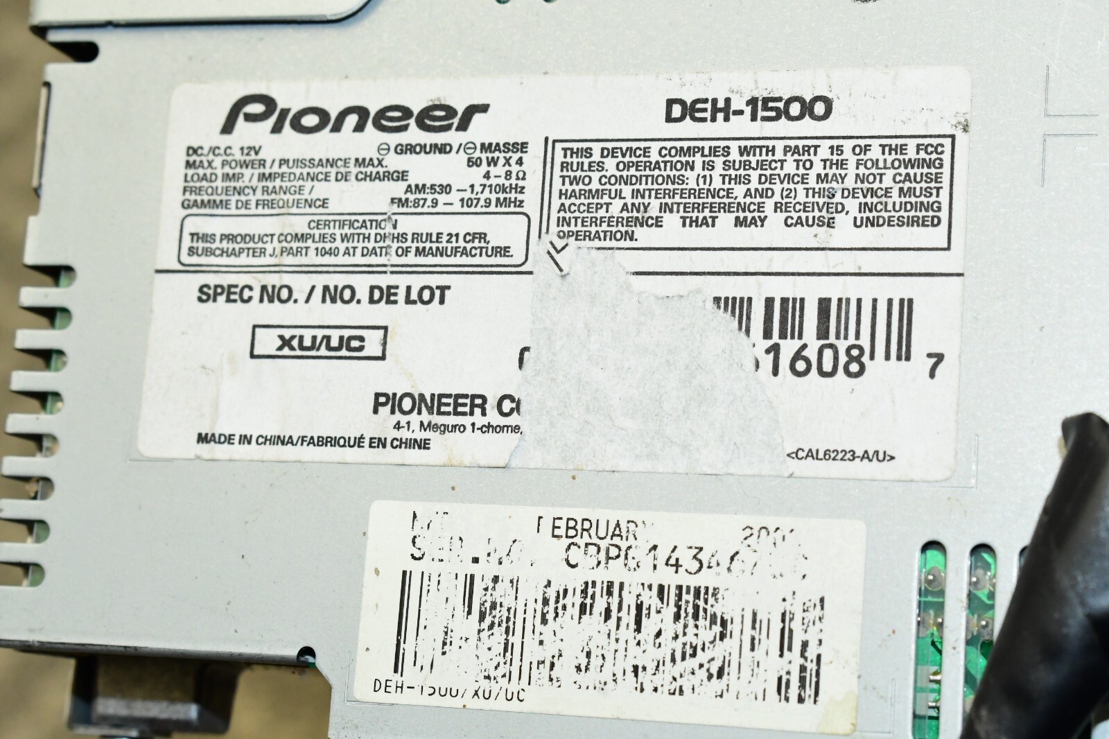 VINTAGE Pioneer DEH-1500 CD Player In Dash Receiver Mosfet ECQ Electronics Cars