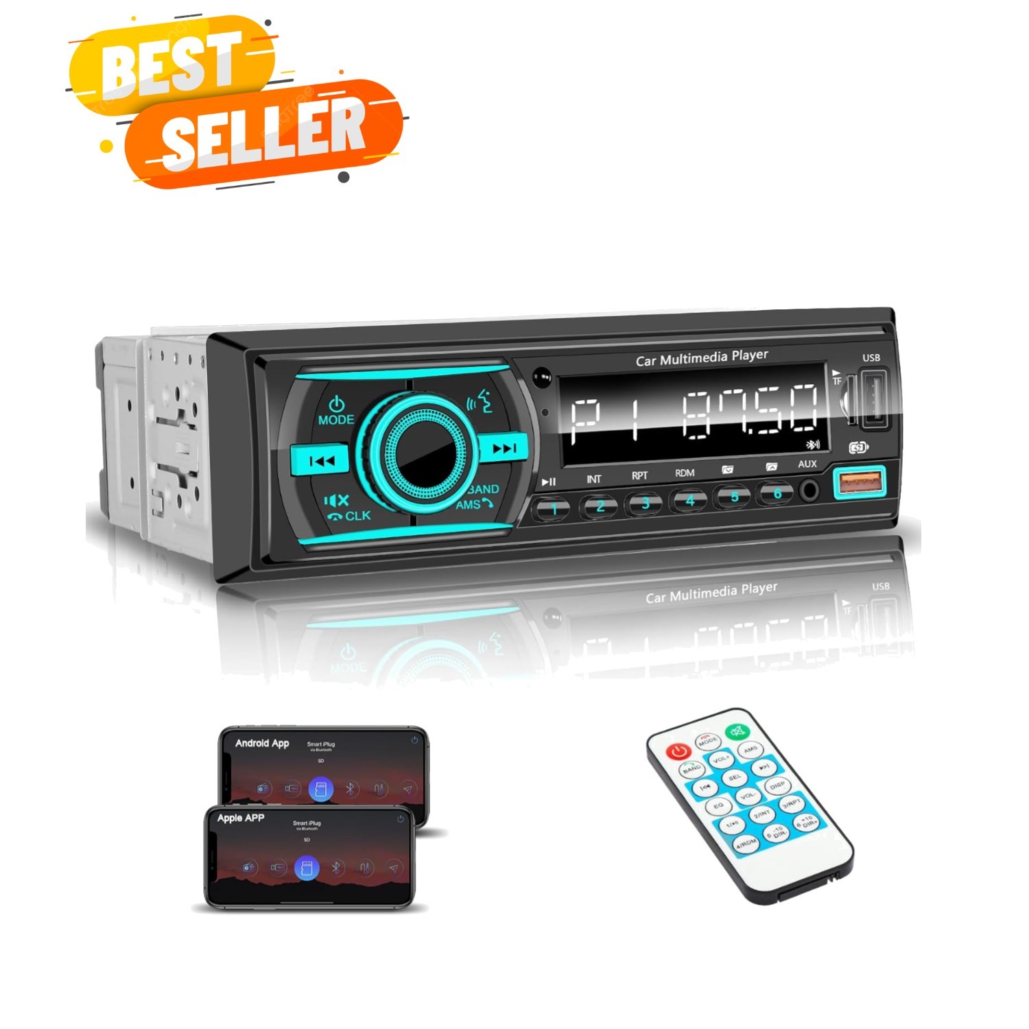 Single Din Radio Car Stereo Bluetooth,Radio Head Unit with FM/Dual USB/AUX/TF…