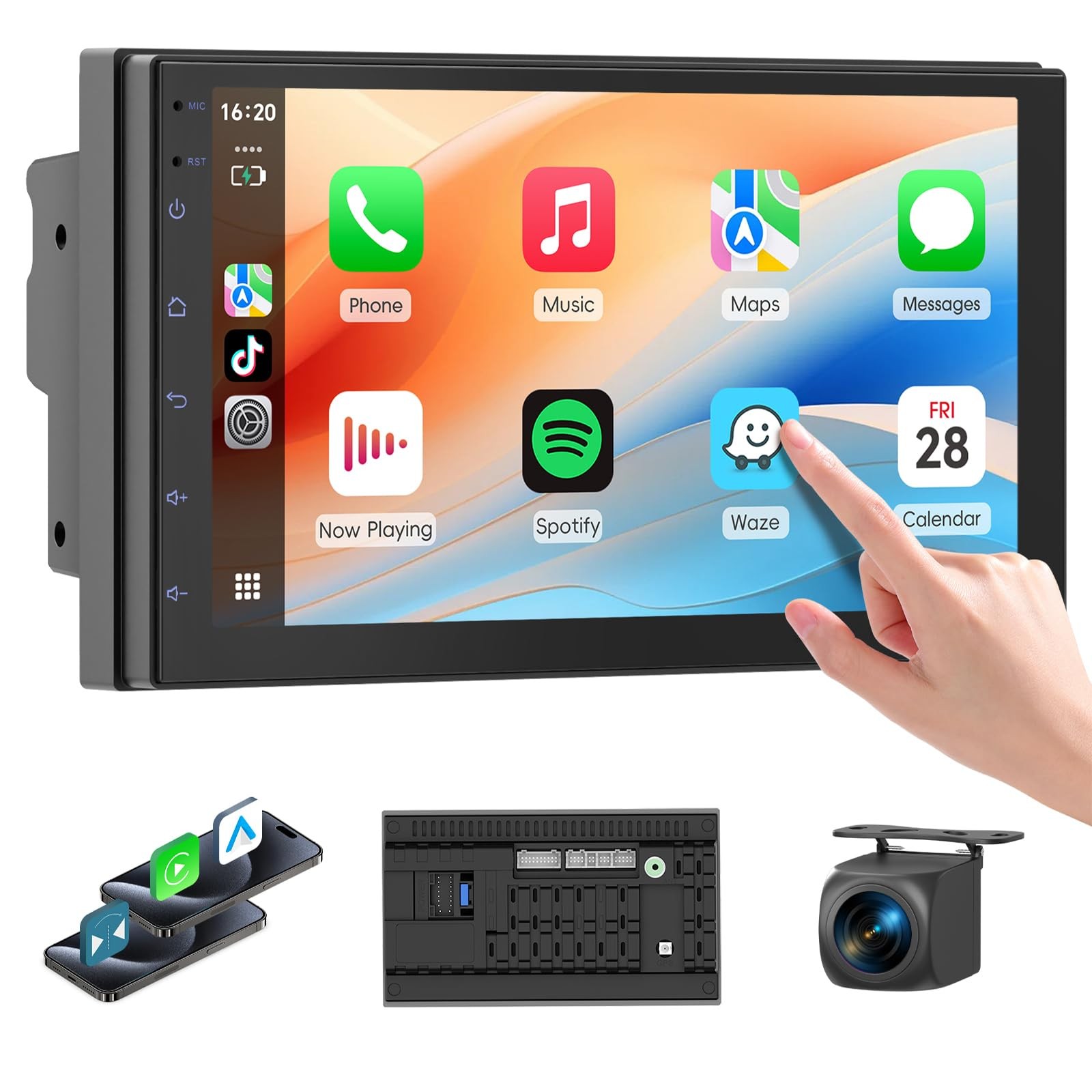 Haudio 7 “ Double Din Car Stereo, Touch Radio with Wireless 2+32GB, Black