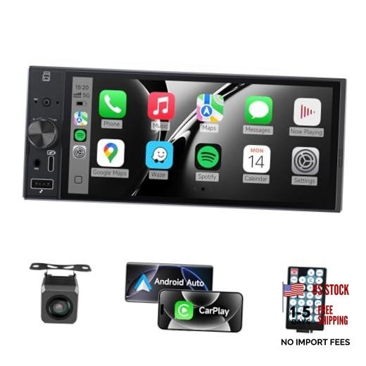 Single Din Car Stereo with Carplay Android Auto,6 Inch in-Cell Touch D65