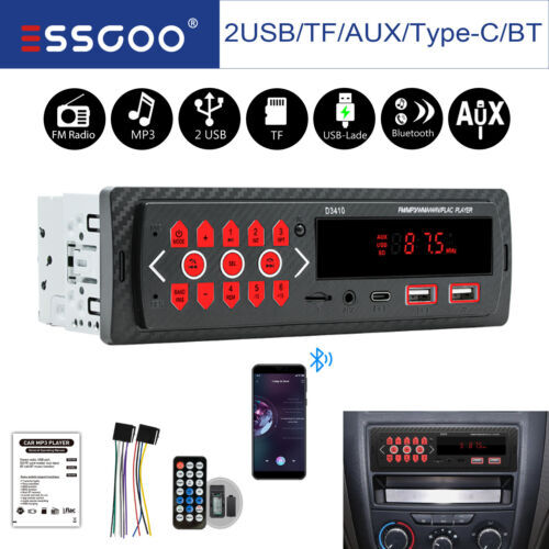 Single 1 Din Car Stereo Radio MP3 Player IN-Dash AUX Bluetooth Head Unit FM 12V