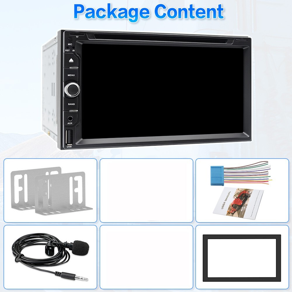 Double Din Car Stereo with CD/DVD Player CarPlay Android Auto GPS Bluetooth USB
