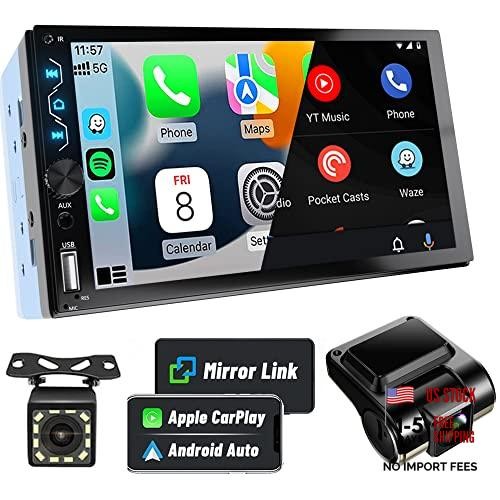 Double Din Car Stereo with Dash Cam,7 Apple Carplay & Android Auto + Dash Cam