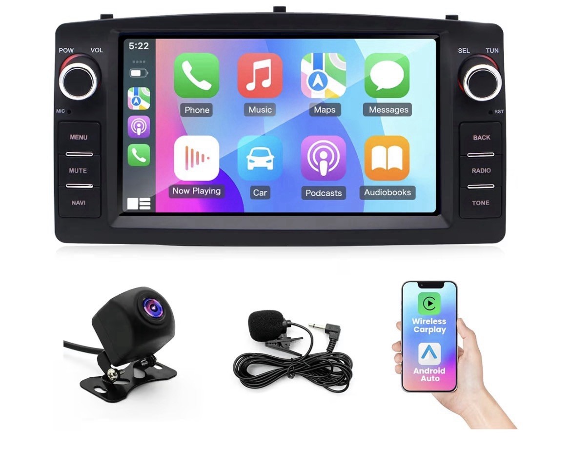 8 Core Android 14 Car Stereo Radio for Toyota Corolla E120 2000-2006, 4+64G 7″