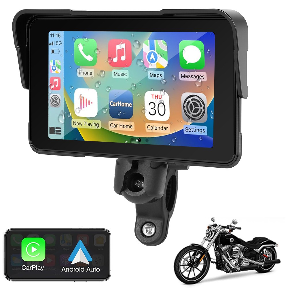 5″ Touch Screen Portable Motorcycle Navigator Wireless CarPlay Waterproof IP68