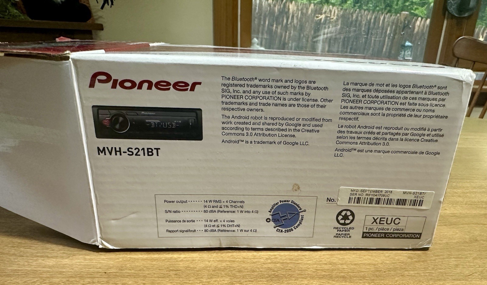 Pioneer MVH-S21BT Digital Media Receiver Bluetooth New Open Box No Manual