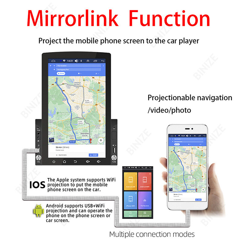 Android 13 Carplay Car Stereo GPS WiFi 10″ 2Din Vertical Screen Radio Player 32G