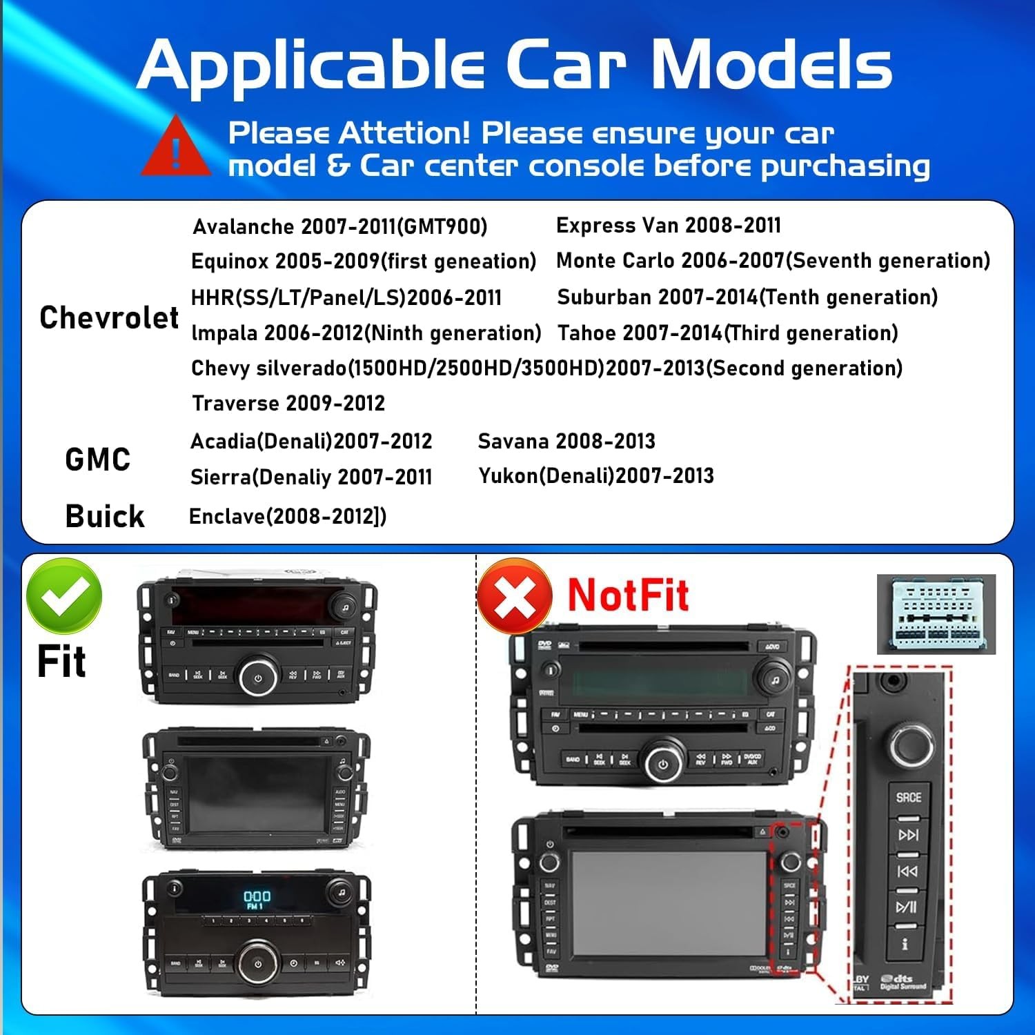 Upgraded Car Radio Stereo for Chevy Silverado/GMC Sierra Yukon/Buick Enclave …