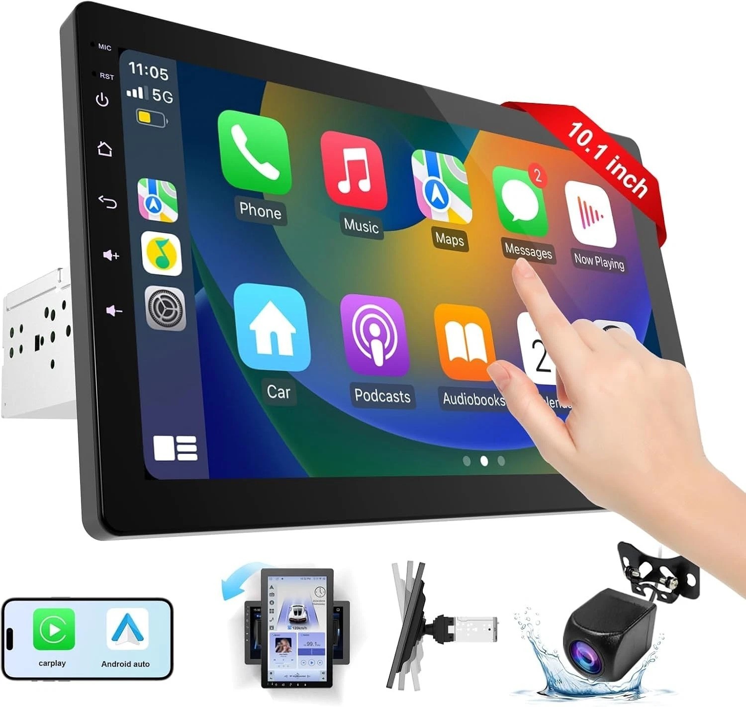 Seamless 10.1 Inch Rotatable Car Stereo with GPS & Bluetooth Connectivity
