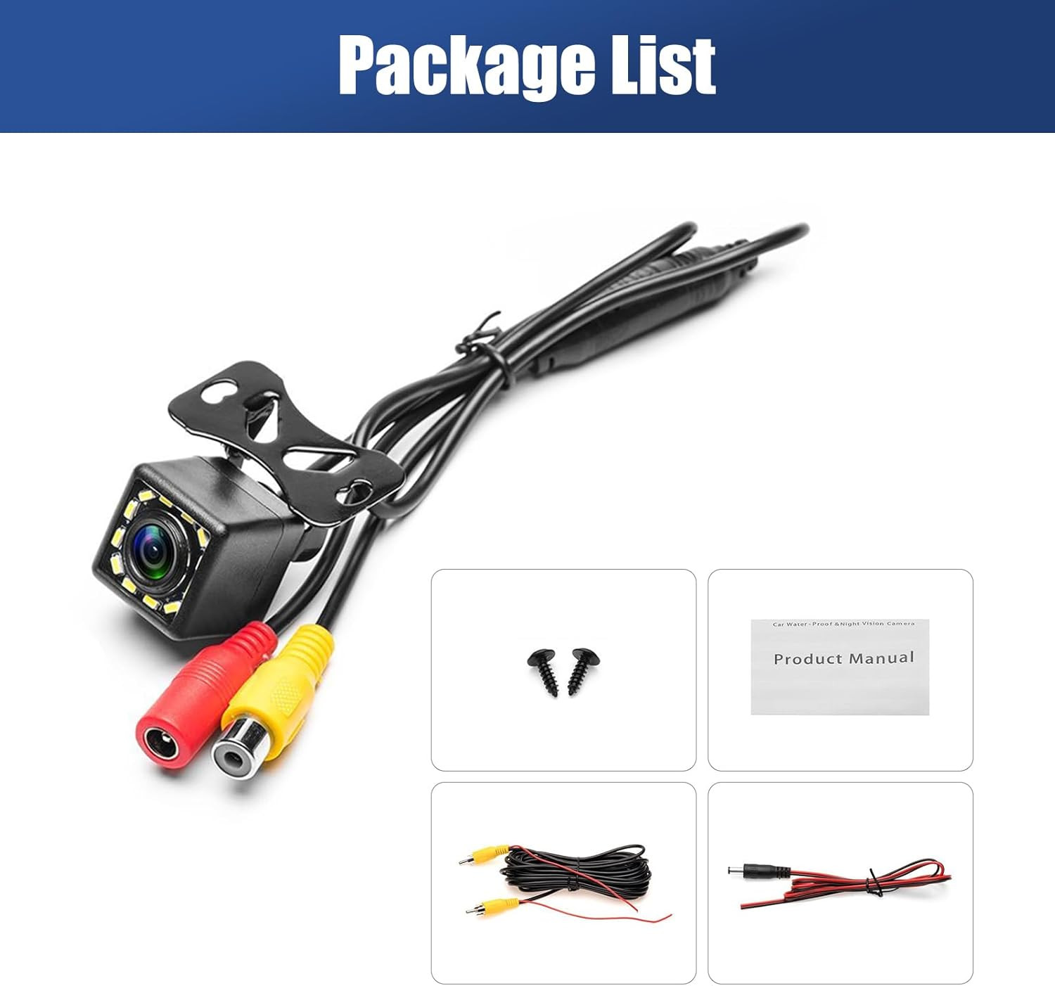 Backup Camera 12LED Night Vision IP68 Waterproof Reverse Wide Angle Parking Cam