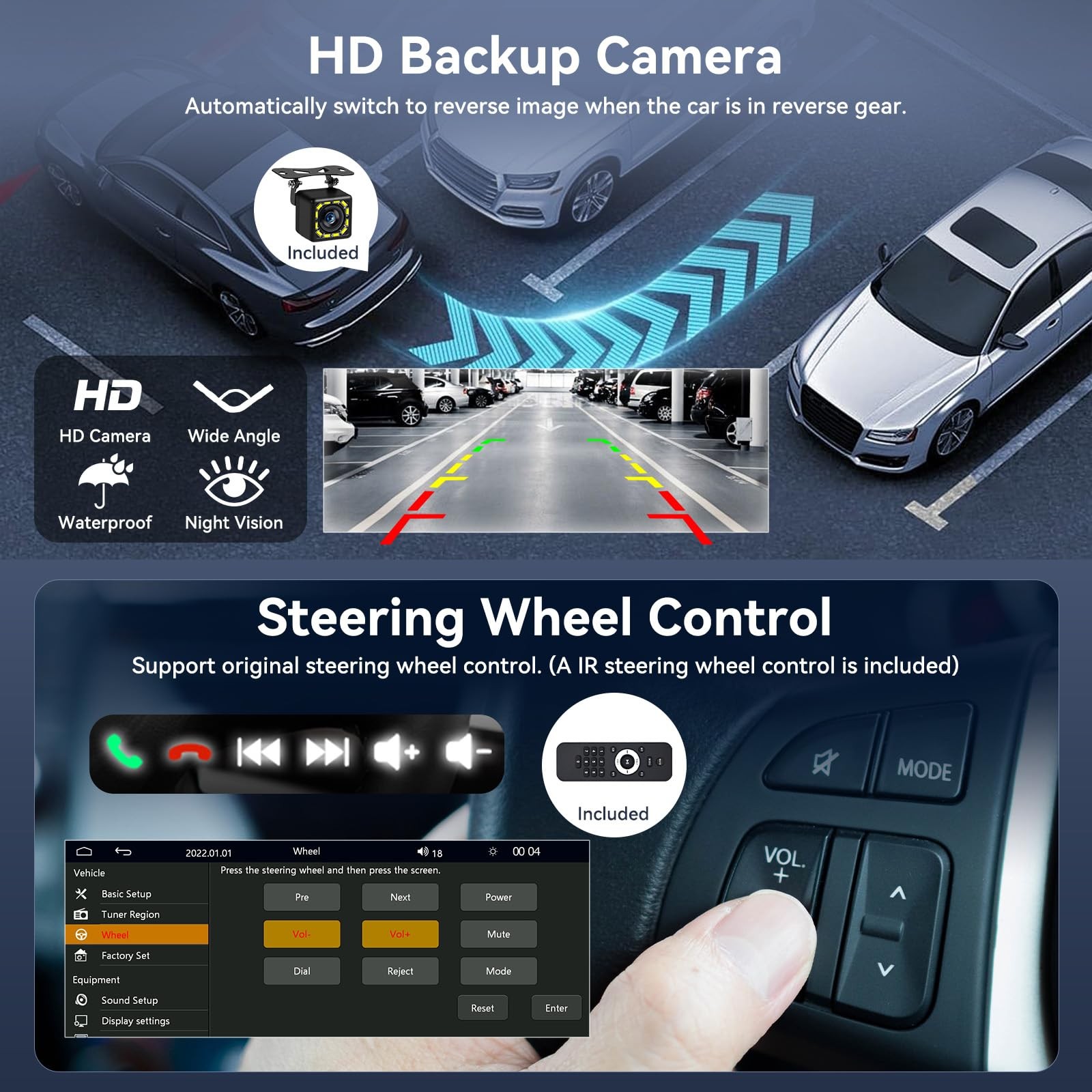 6.9” Single Din Car Stereo with Wireless Apple Carplay Android Auto, 1Din To…