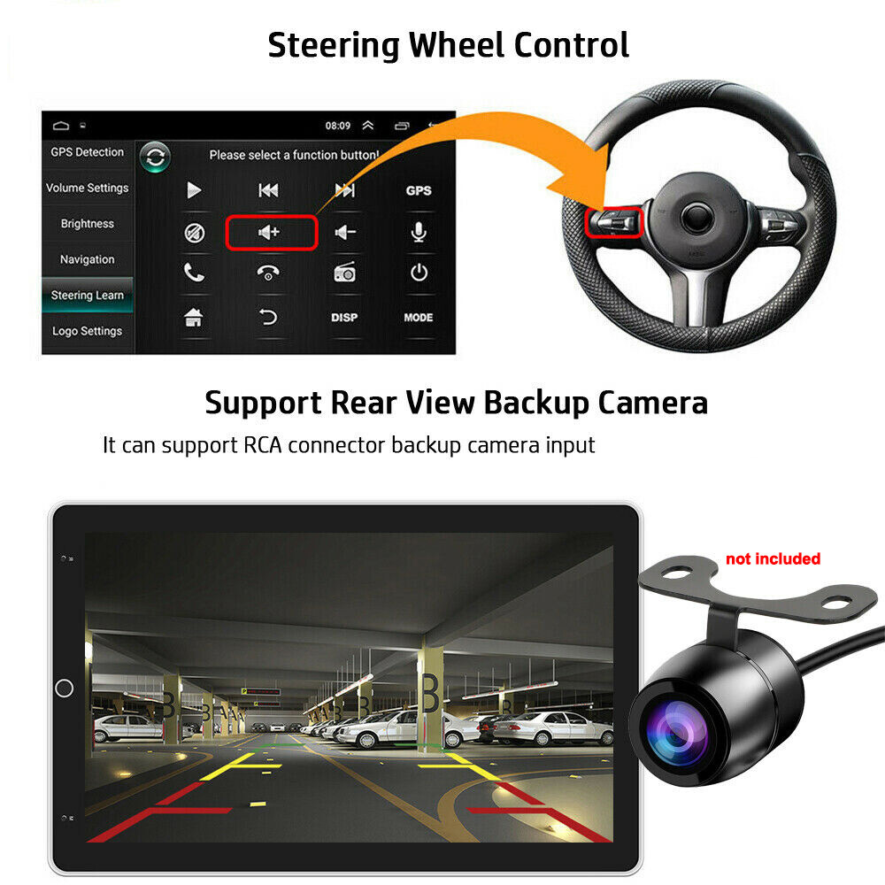 Android 13 Double Din 10.1″ Rotatable Touch Screen Car Stereo Radio Carplay GPS