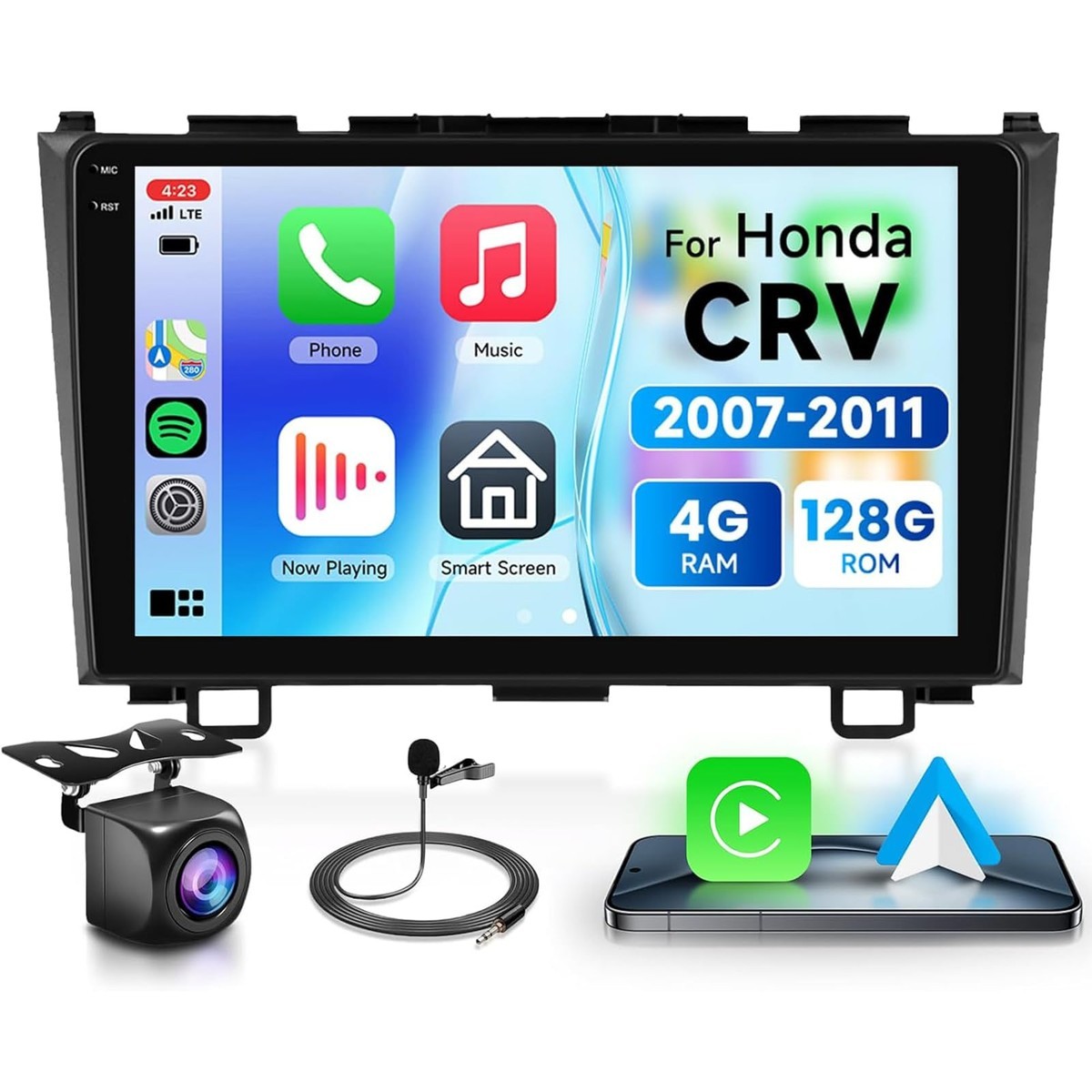 Podofo 4128G For Honda Crv 2007-2011 Android 15 Car Stereo Wireless