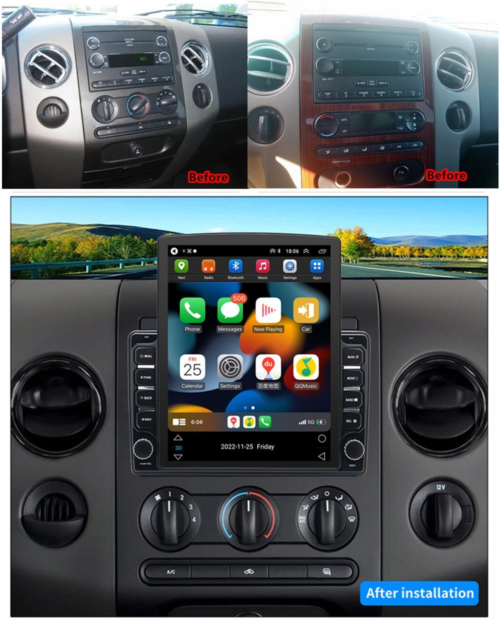 Car MP5 Player FM Radio Android 14 Mirror Link For Lincoln MKX Mark LT 2007-2008