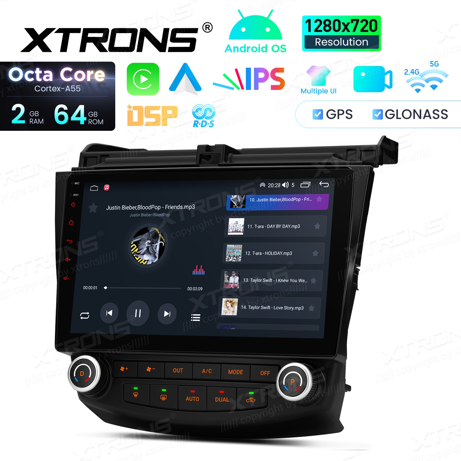 For Honda Accord 2003-2007 CarPlay Android 14 Car Stereo Radio GPS IPS WIFI 64G
