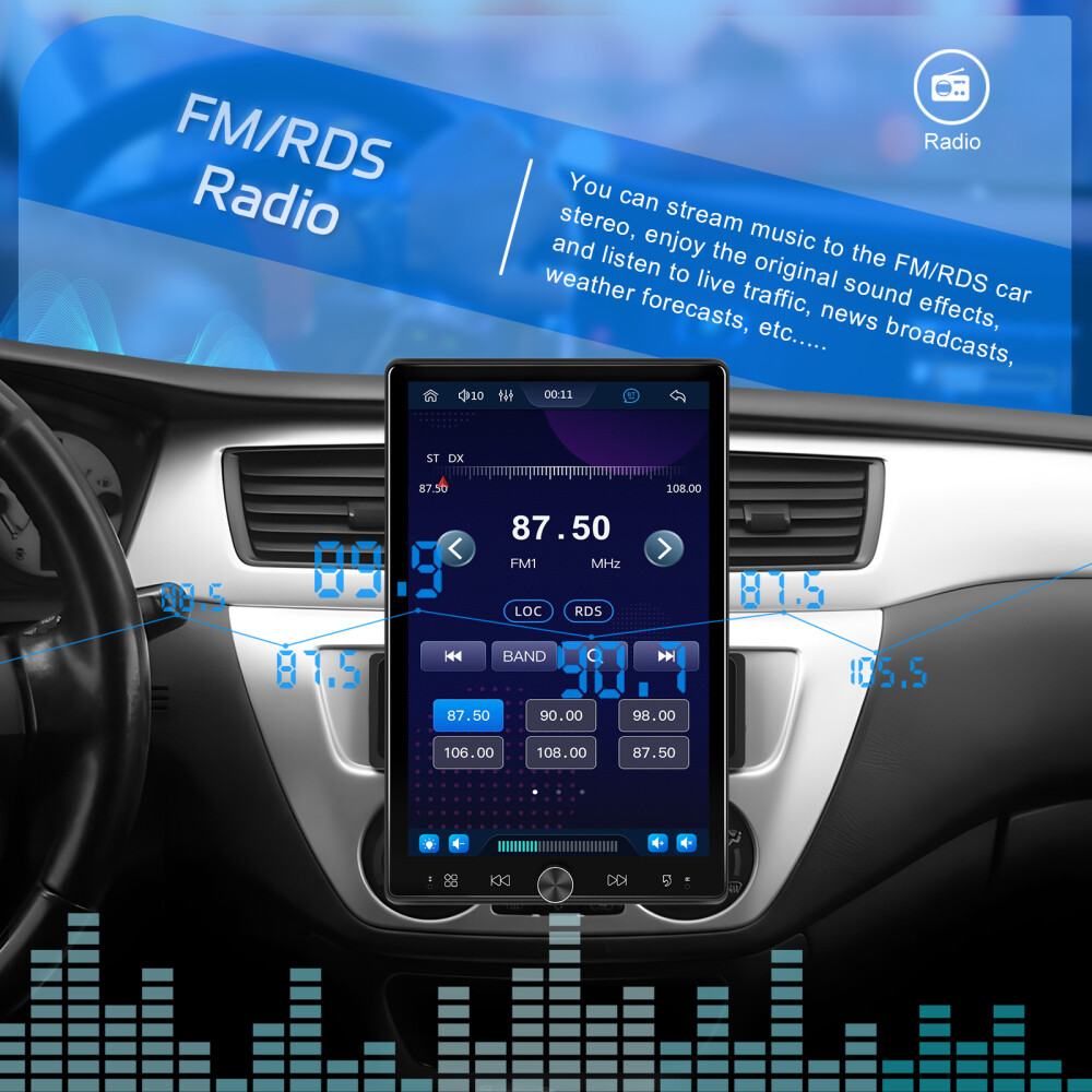 10.4″ Single Din Touch Screen Stereo Bluetooth Radio Apple/Android Carplay+CAM