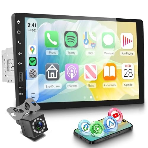 Single Din Car Stereo Support Wireless Carplay Android Auto You-Tube, 9 9 Inch