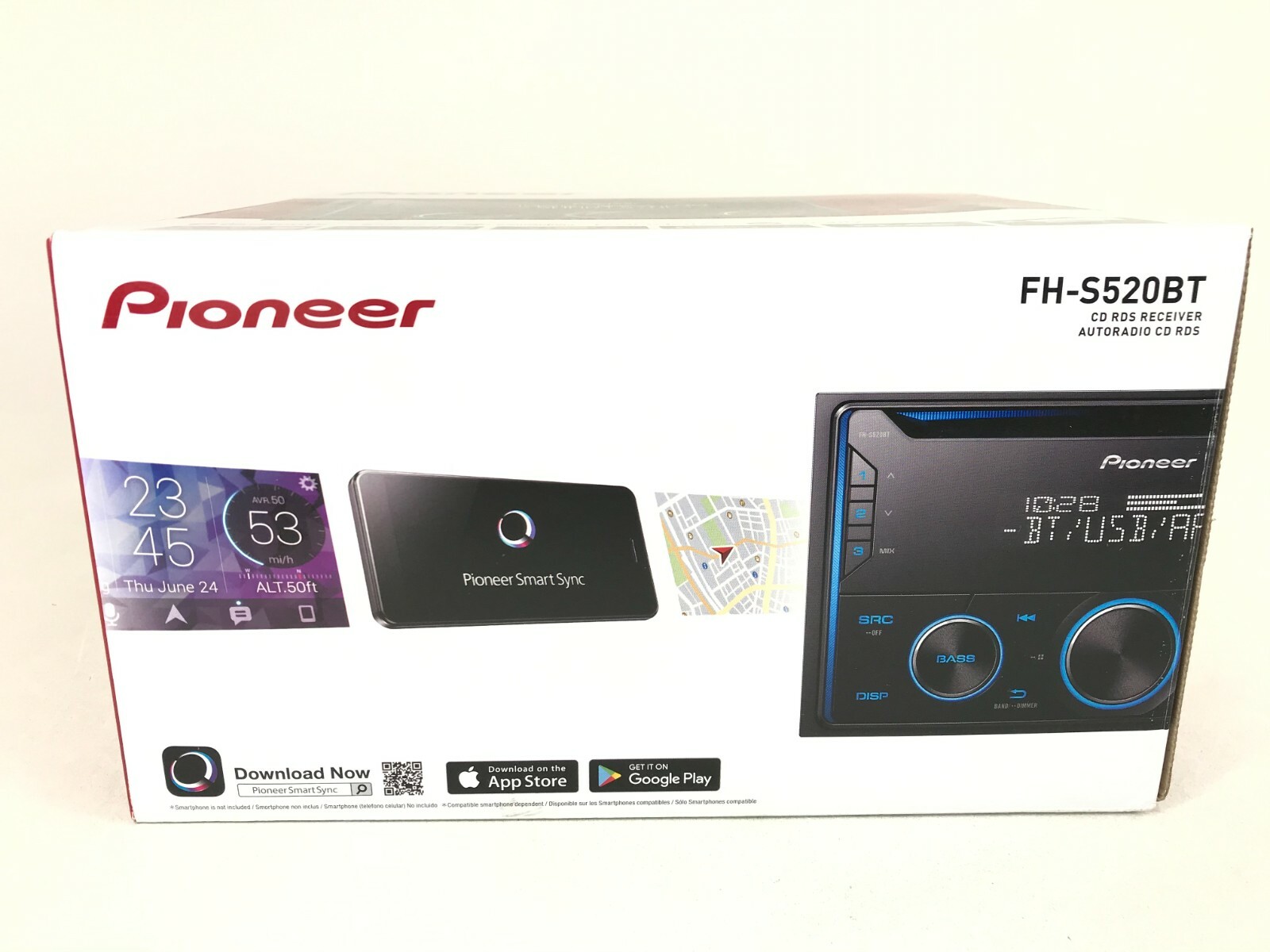 Pioneer FH-S520BT Bluetooth CD Player iPhone Android Pandora AM FM USB Aux 4-Ch