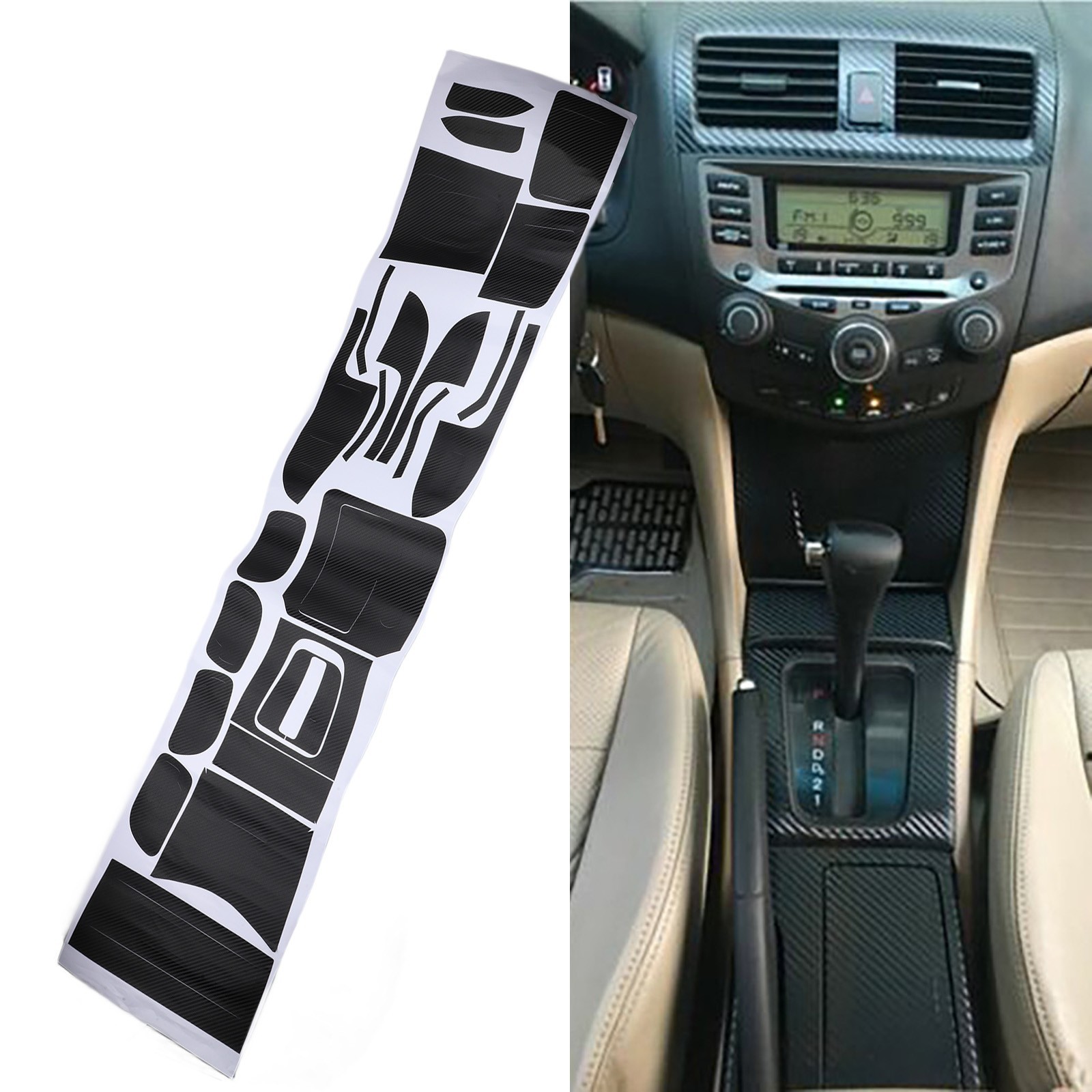 Interior Center Console Carbon Fiber Molding Sticker Decals For Accord 7th