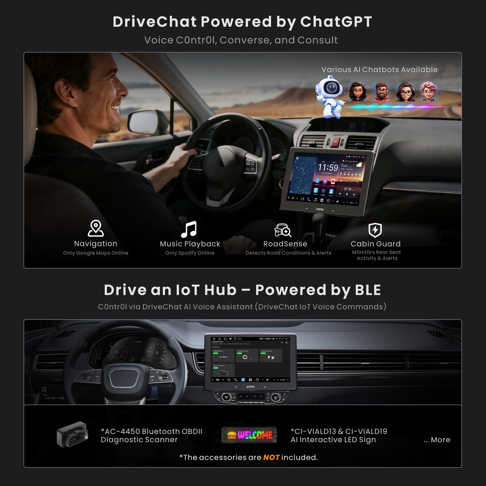 ATOTO X10 Car Stereo Android GPS 7″ Radio 4G LTE AI Agent Front & Rear cameras