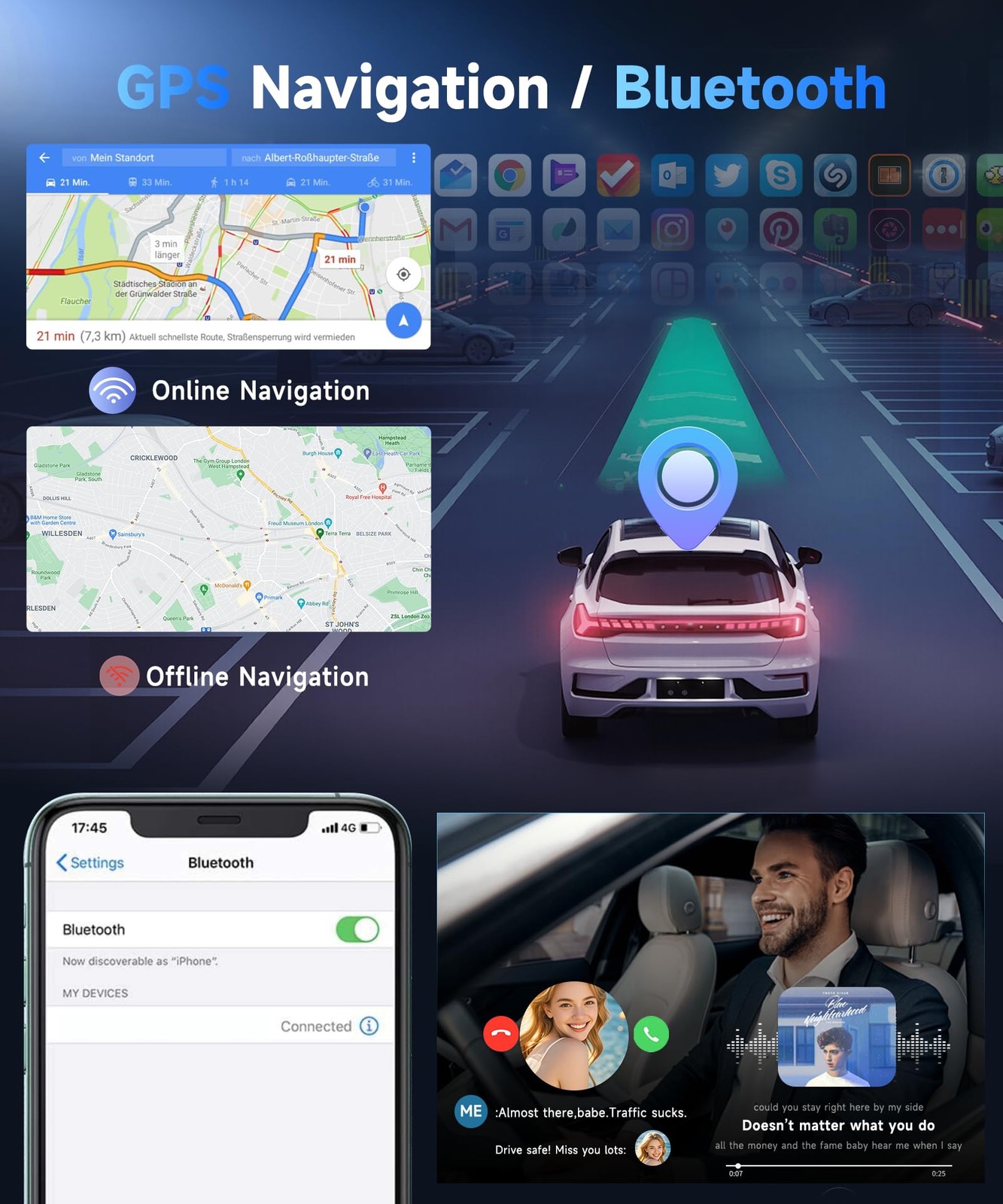 9″ Touchscreen Wireless Carplay Android Auto Stereo for 2010-2016 Kia Sportage