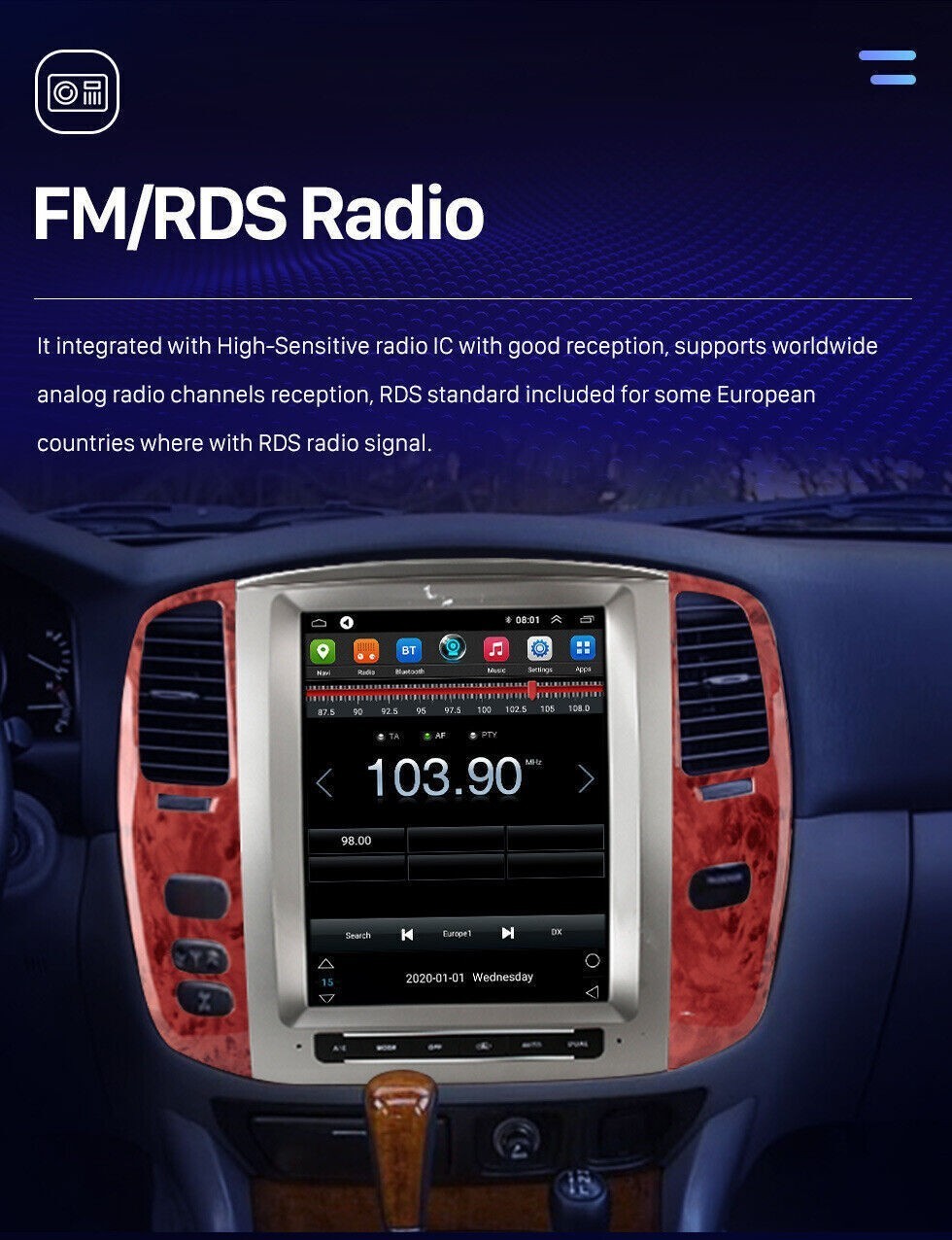 Used 12.1″ Car Radio GPS Navi Android For 02-07 Land Cruiser LC100 Lexus LX470