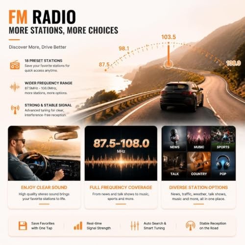 5.1″ Single Din Bluetooth Car Stereo Wireless CarPlay Radio Android Auto | IPS