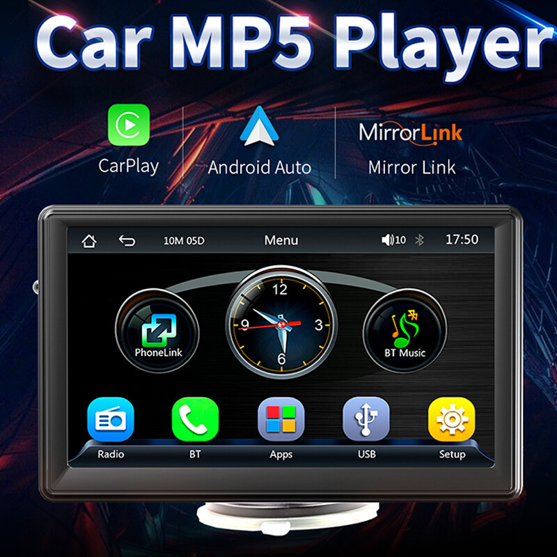 7″ Portable Carplay Android Auto Play Car Stereo FM Radio Touch Screen Bluetooth