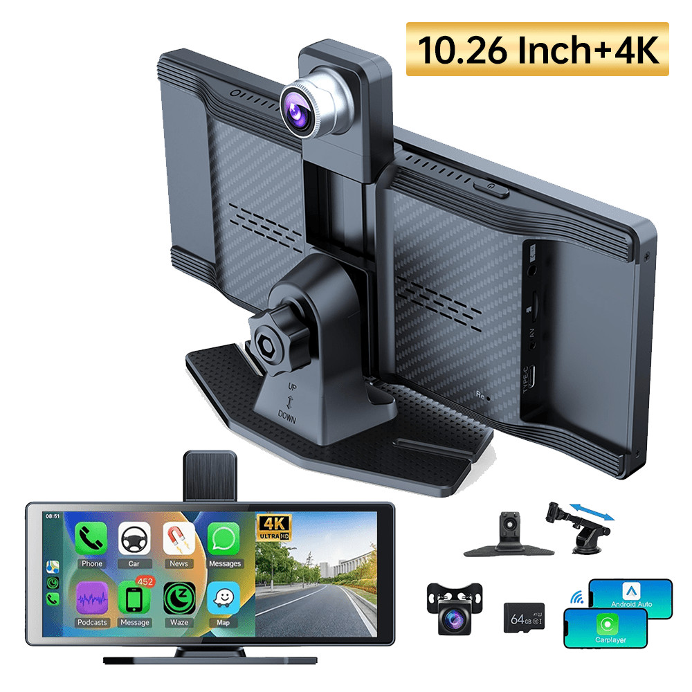 9.3in HD Wireless Carplay Auto Screen, 4K Front+Wired 1080P Rear+Infrared Camera