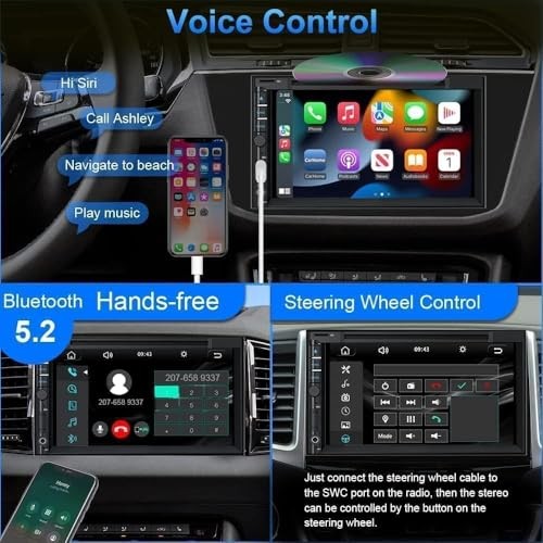 Double Din Car Stereo with CD DVD, Backup Camera Supports CarPlay/Android