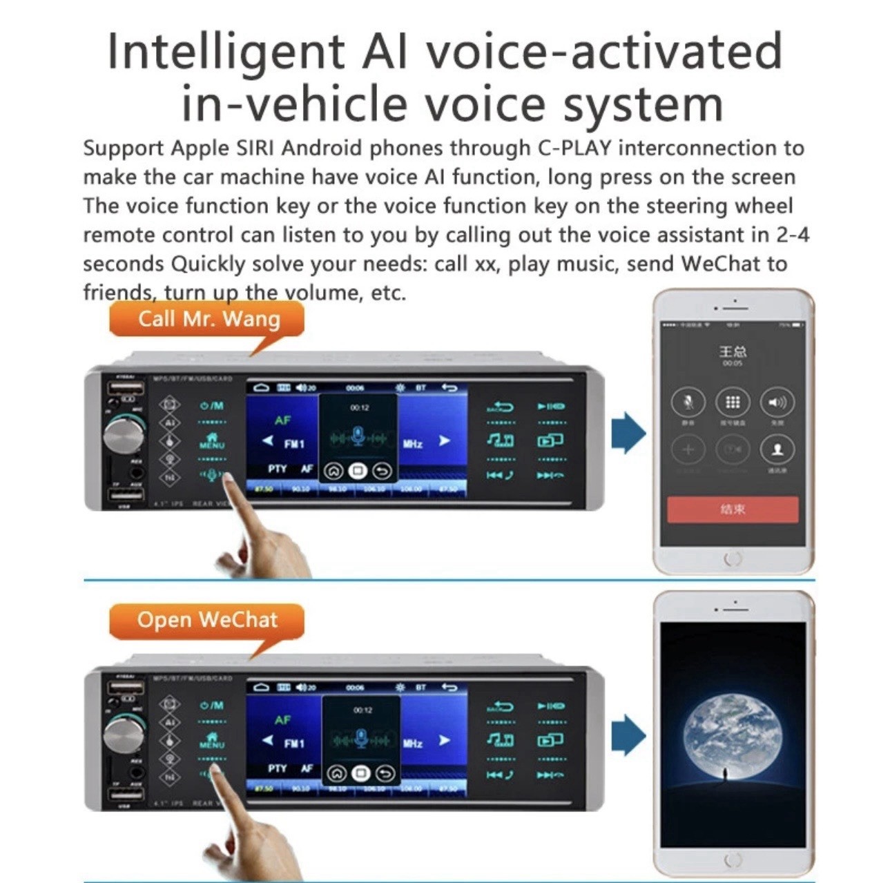 Single 1 Din Car Radio 4.1″ Multimedia MP5 Player Bluetooth Touch Screen Stereo