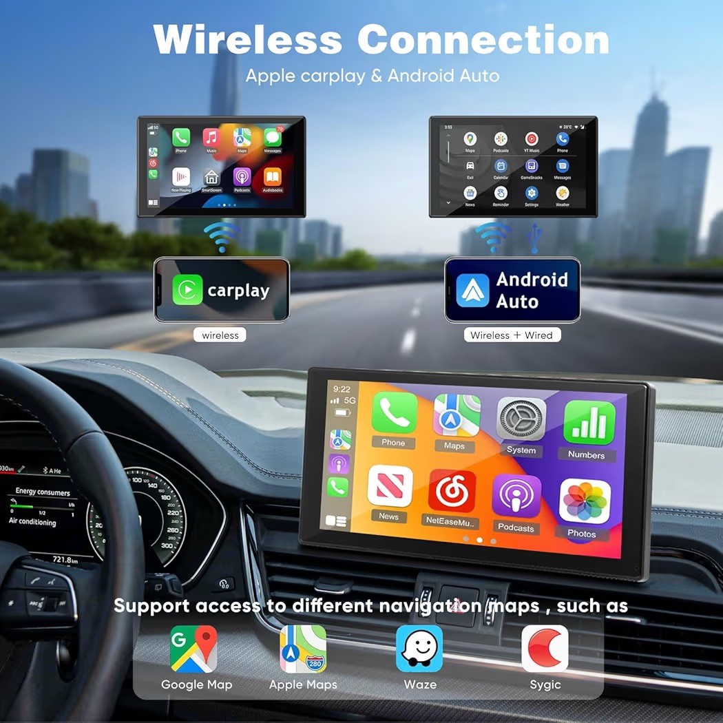 9.3″ Carplay Screen for Car with Backup Camera, 2.5K , Android Auto Compatible