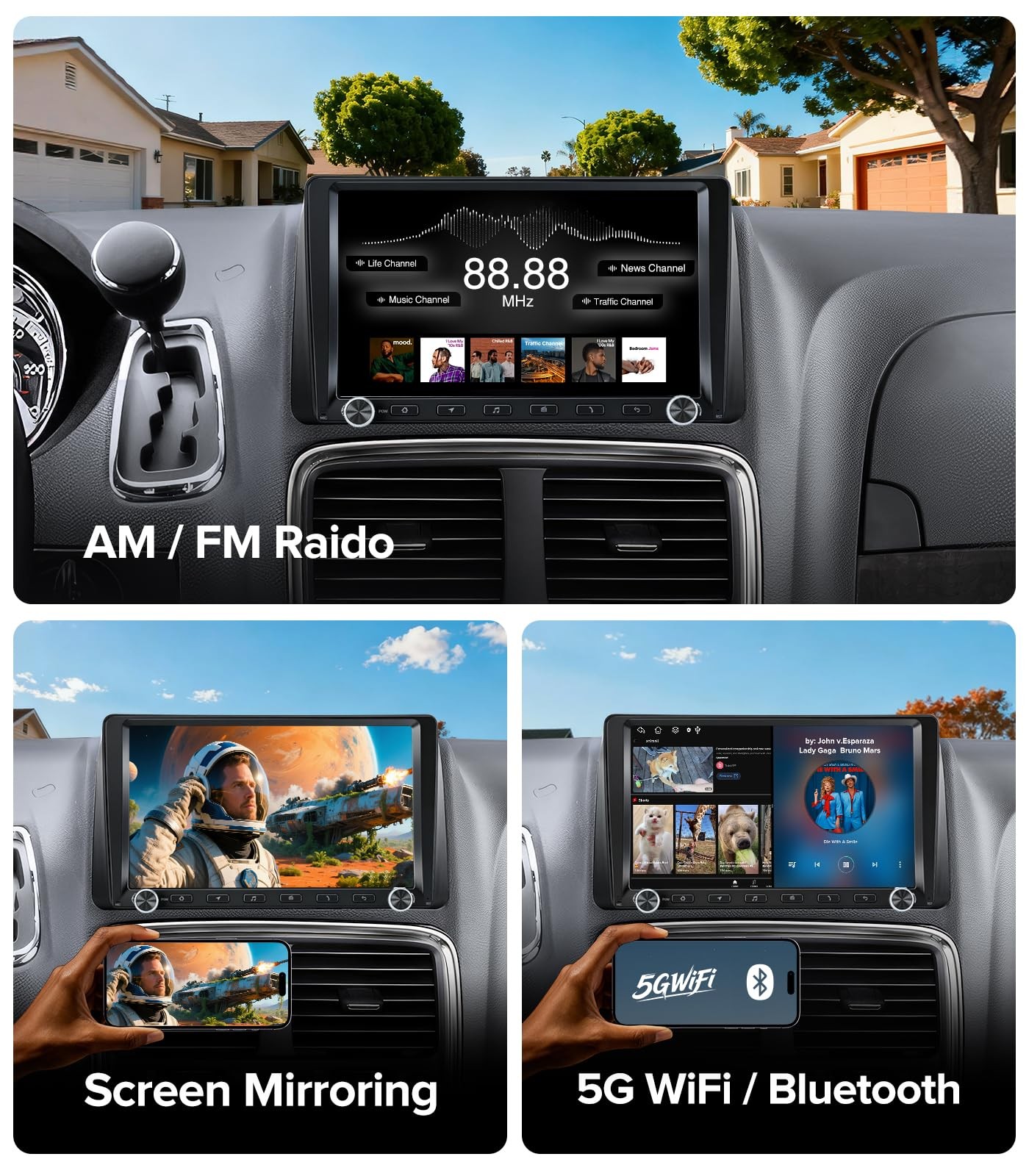 9″ QLED Car Stereo for Dodge Grand Caravan 2011-2020 Chrysler Town & Country …
