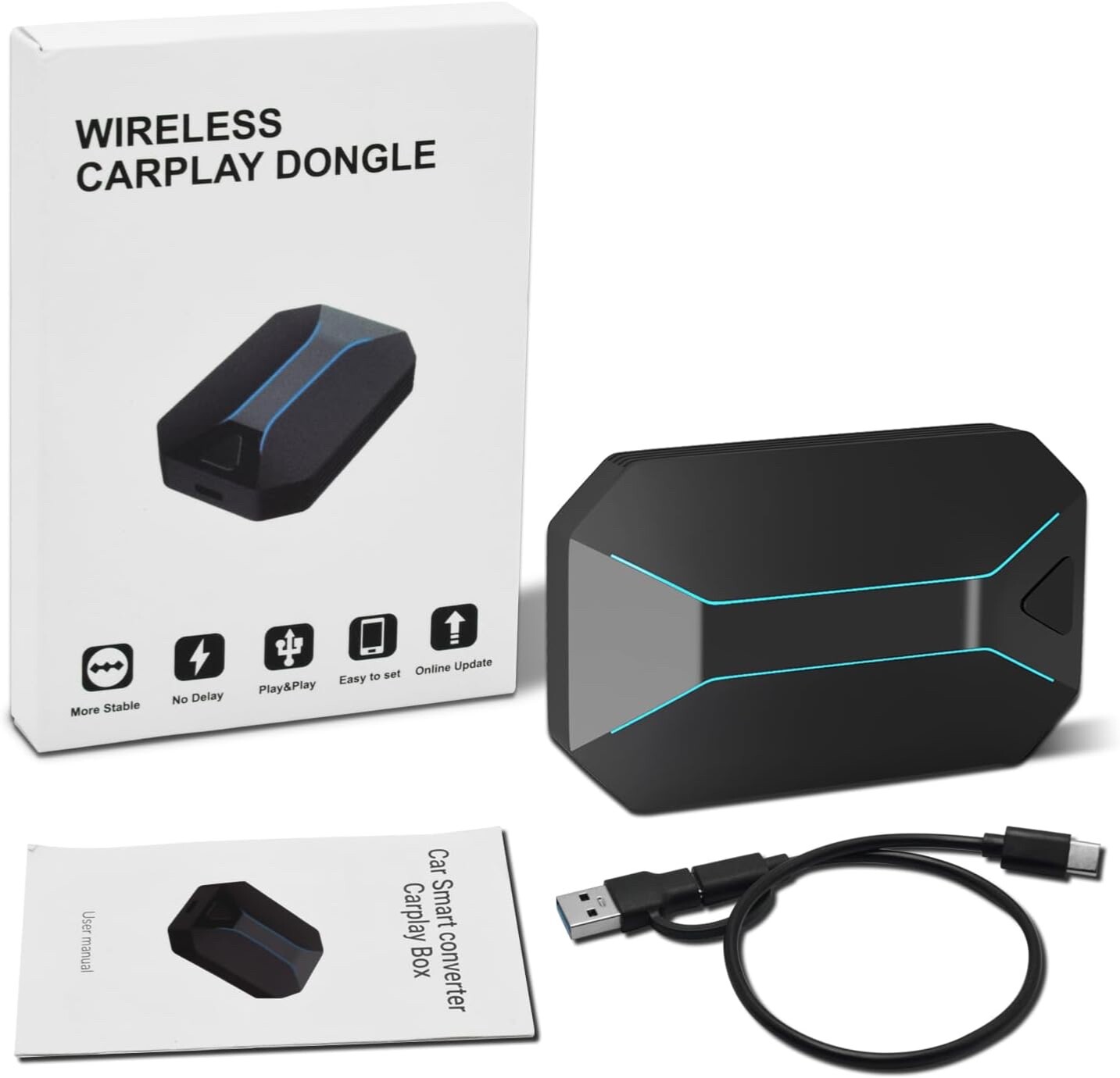 Wireless CarPlay Adapter Compatible with Cars from 2015 and iPhone iOS 10+