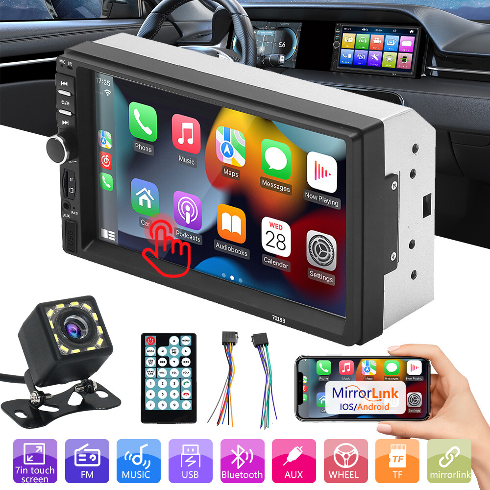 Pantalla Radio Para Carro Auto Con 12 LED Camara MP5 Tactil Doble Din Bluetooth