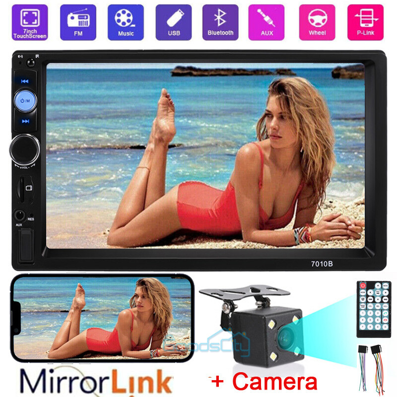 2 Din Pantalla Radio Bluetooth Para Carro Auto Con Camara De Reversa Retroceso
