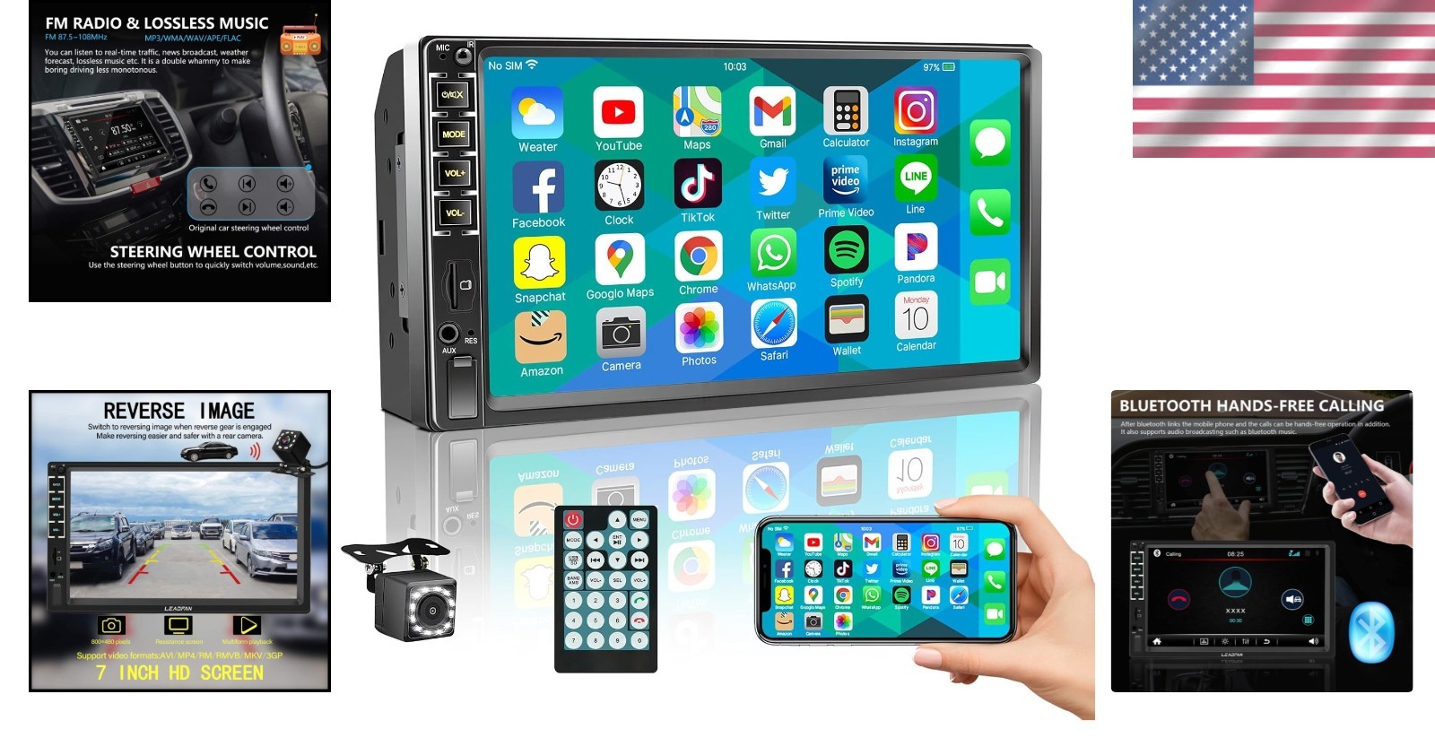 7-Inch Car MP5 Player with Touchscreen, Remote Control & Smartphone Integration