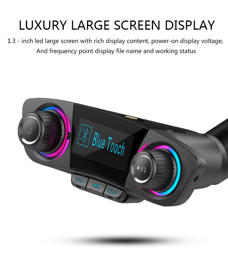 Car MP3 Player Wireless Bluetooth 4.0 FM Handsfree 1.3in LED Screen Accessories