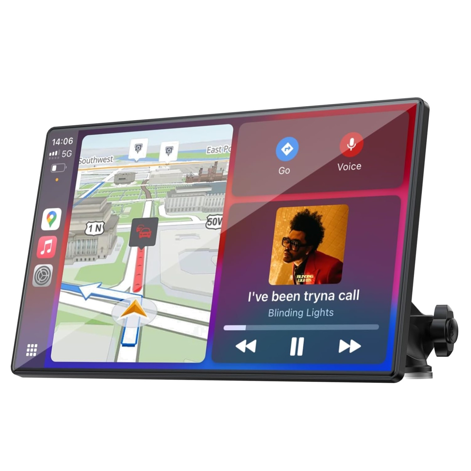Portable 9-Inch Bluetooth CarPlay Screen: Suction Cup Mount & Easy Install