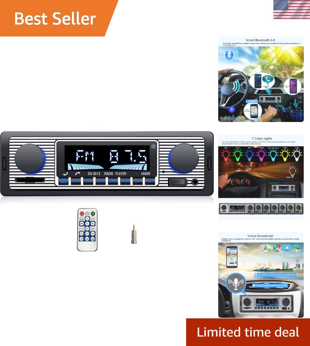 Single din Car Stereo with Bluetooth/car Radio Bluetooth for car Hands Free C…