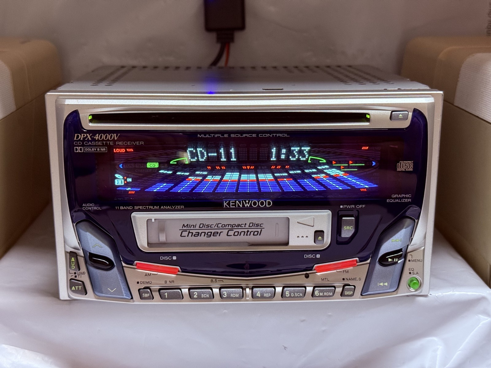 KENWOOD DPX-4000V 2DIN CD Cassette Car Stereo w/ External Bluetooth Japan Tested