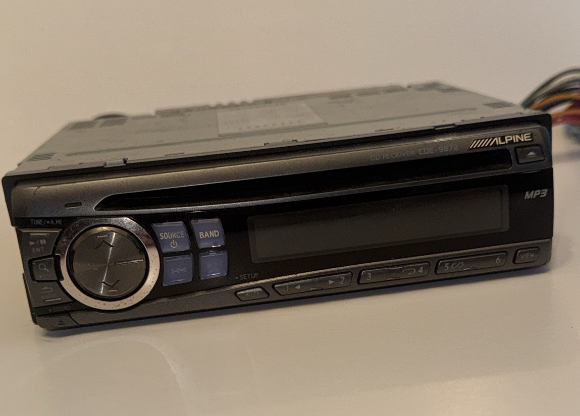 Alpine CDE-9872 Single DIN CD MP3 Car Stereo Head Unit – Untested – As Is