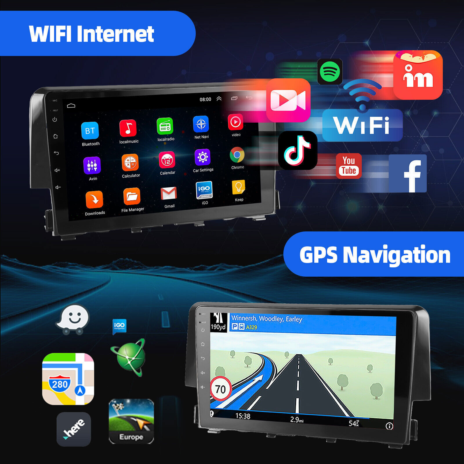 For Honda Civic 2016-2021 Android 2+32GB Car Stereo Radio Player GPS Navigation