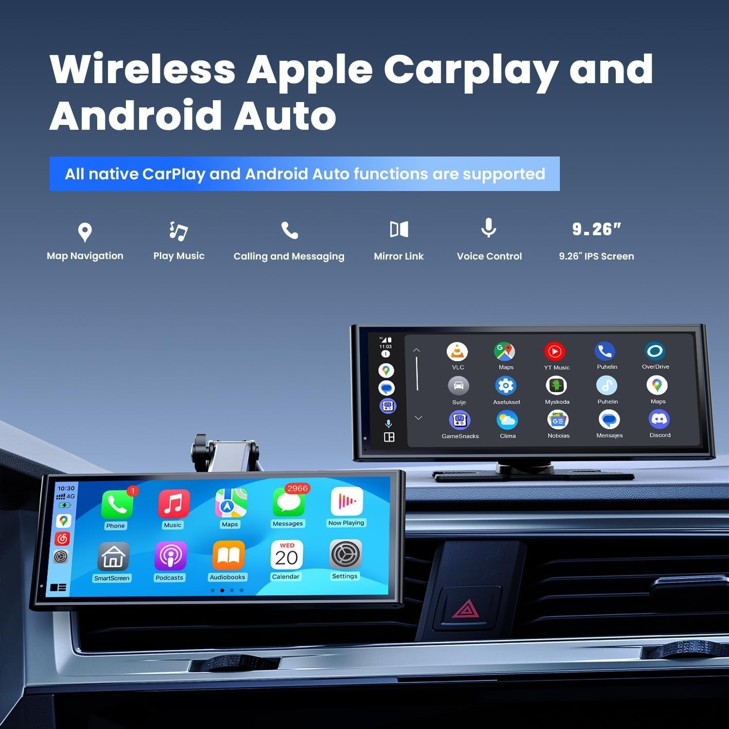 9.26 Carplay Screen for Car, Wireless Portable Car Play Screen for Apple CarPlay