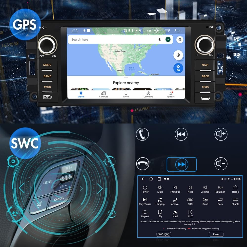 Car Stereo for Jeep Wrangler JK Compass Patriot/Chrysler/Dodge RAM Charger [2…