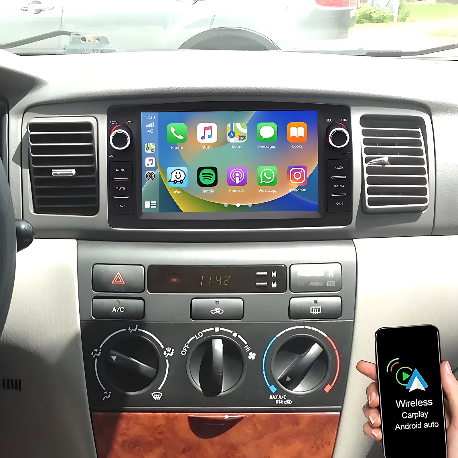 4+64G Car Stereo Radio For Toyota Corolla 2000-2006 Apple Carplay WIFI GPS Navi