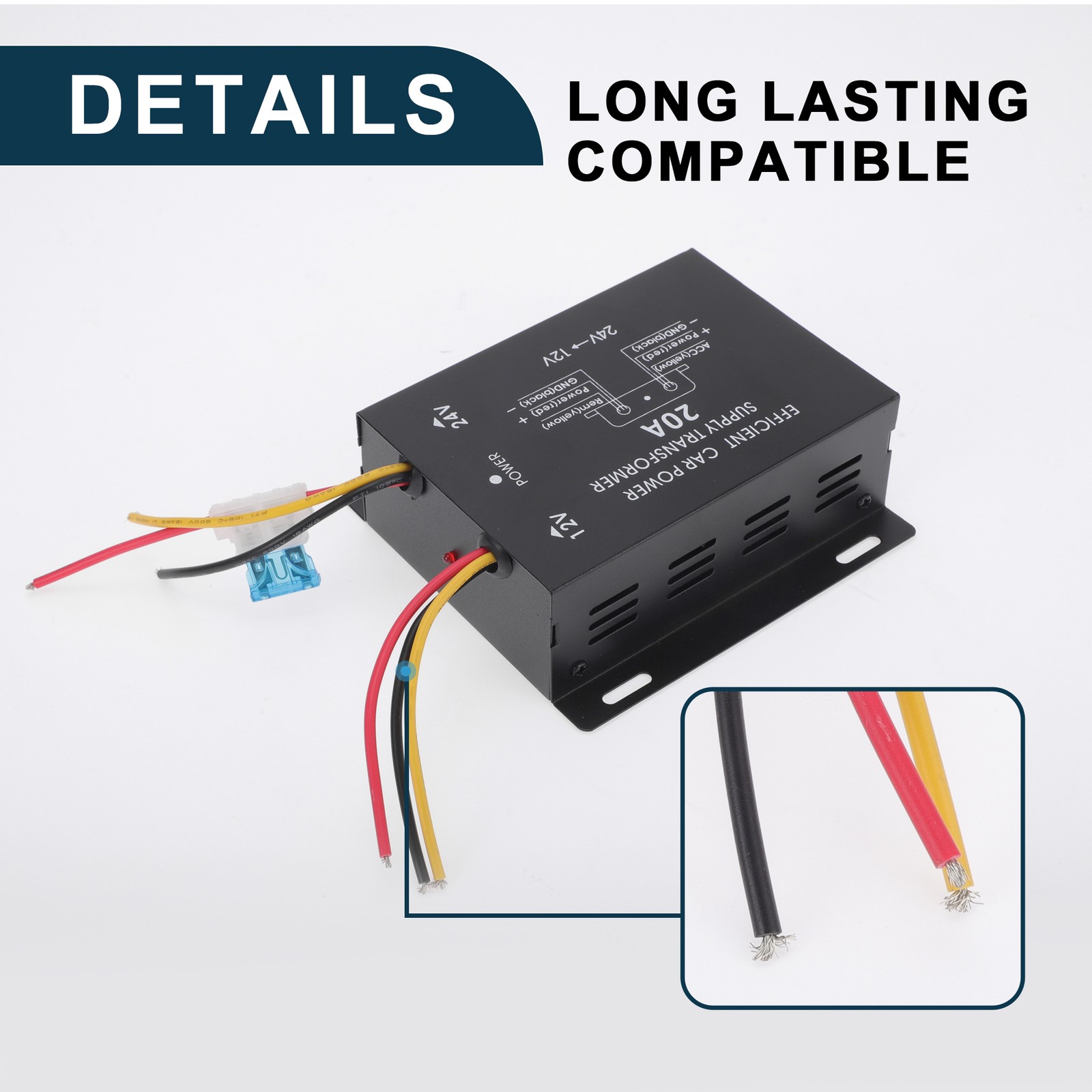 Trucks 24V Step Down to 12V Car Power Supply Converter Module 20A Compatible